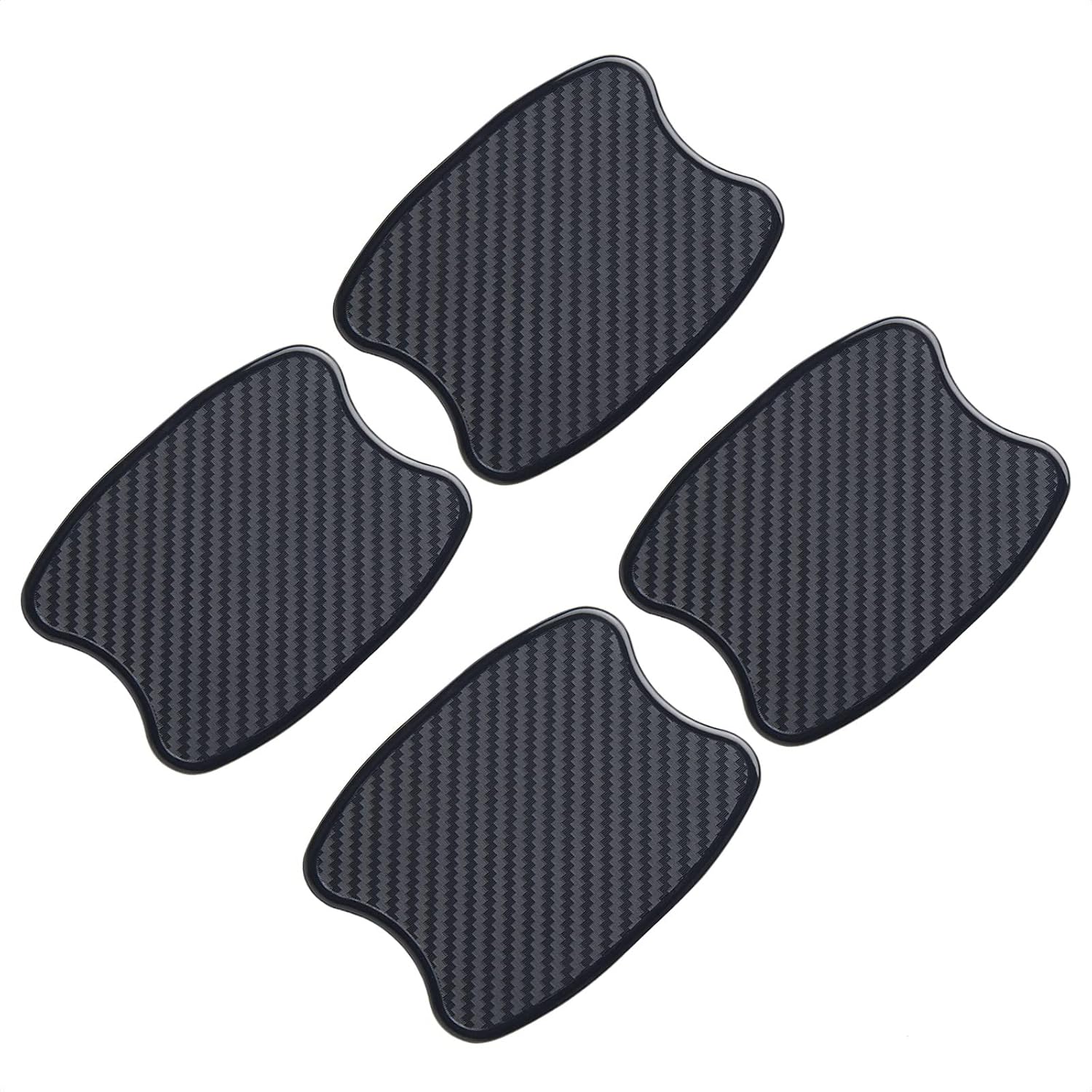 4Pcs Universal 3D Carbon Fiber Texture Automotive Door Cup Handle Recess Paint Protector Cover Scratch Non-Marking TPU Personalize Pad Sticker (S)