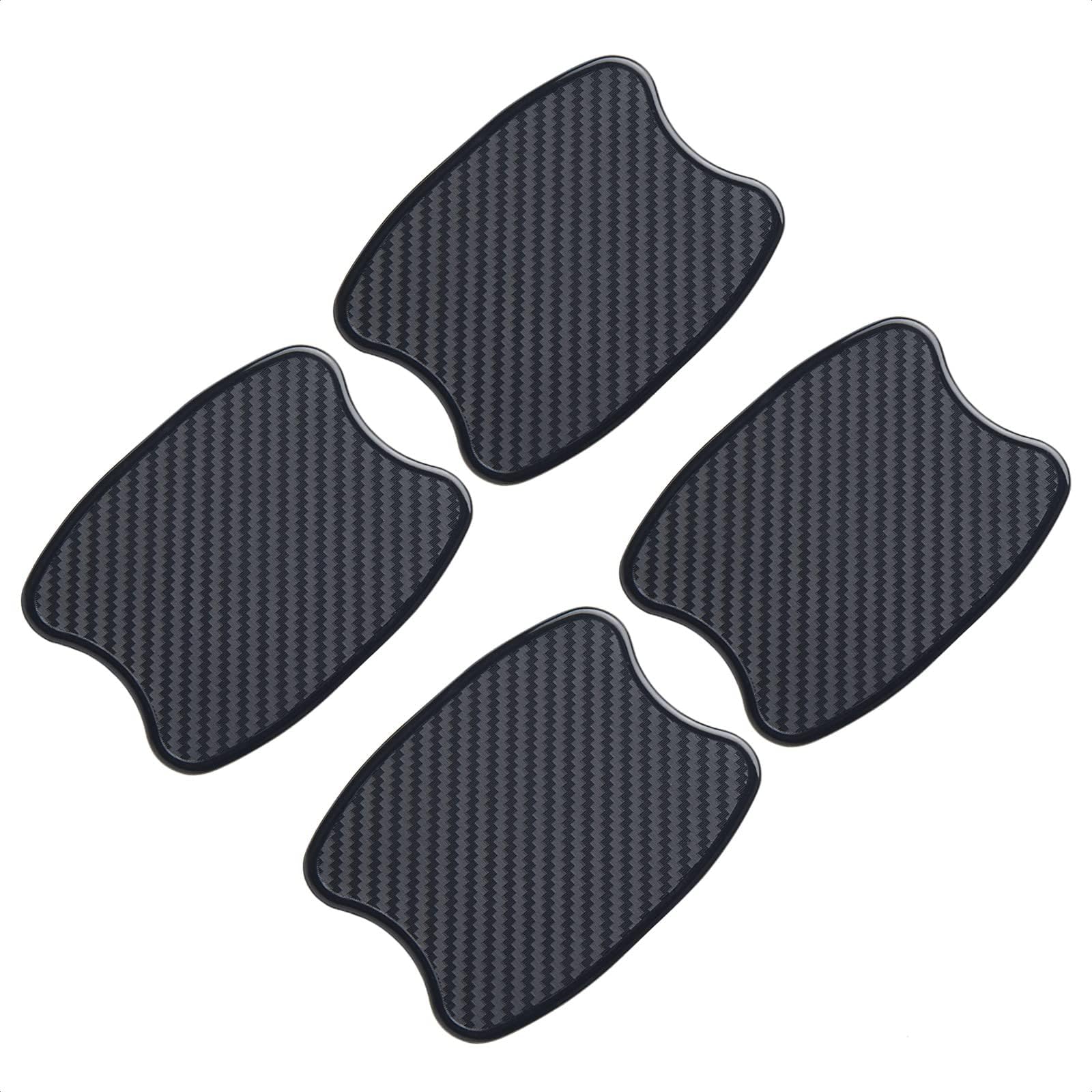 4Pcs Universal 3D Carbon Fiber Texture Automotive Door Cup Handle Recess Paint Protector Cover Scratch Non-Marking TPU Personalize Pad Sticker (S)