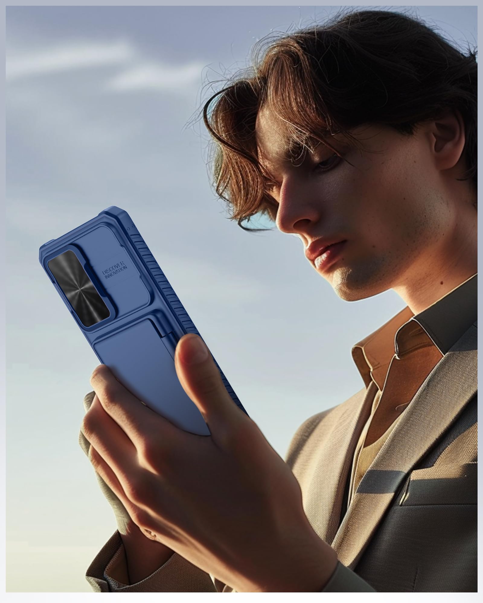 ATATOO Funda para Samsung Galaxy S24 FE con tarjetero (almacena 4-5 tarjetas) y funda para cámara deslizante y bloqueo RFID, protección de grado militar, funda tipo cartera de silicona resistente para