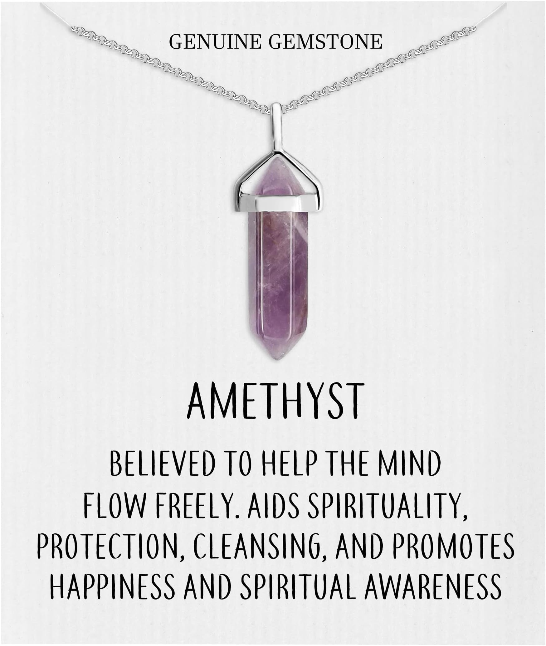 Philip JonesAmethyst Gemstone Necklace with Quote Card