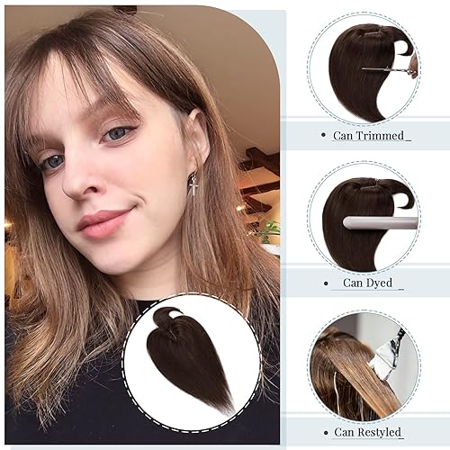 Miniatura 5 de TESS Extensiones de cabello humano real para mujer, densidad del 150 %, 2.8 x 5.1 in, base de seda, extensión superior, extensiones de cabello Remy