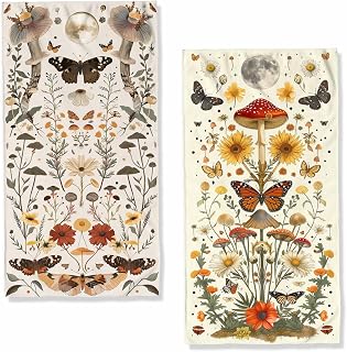 Butterfly Hand Towels Highly Absorbent Moth Mushroom Moon Phase Boho Flowers Decorative Hand Towels for Bathroom Kitchen Home Spa Hotel Yoga,Bathroom Decor Accessories Gifts for Women Man 14"x28"