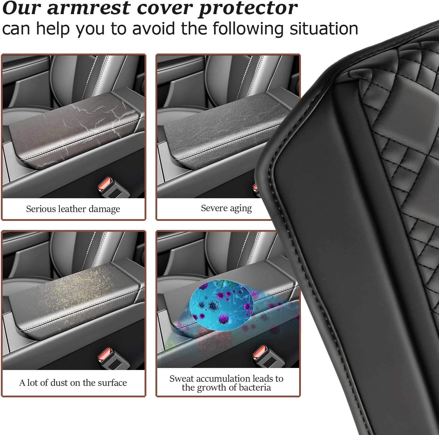 SKTU for 2025 2026 Tesla Model Y Armrest Cover for 2025 2026 Tesla Model Y Center Console Cover Tesla Model Y 2025 2026 Accessories Center Console Cushion 2025 2026 Model Y Seat Box Cover (Thicken)