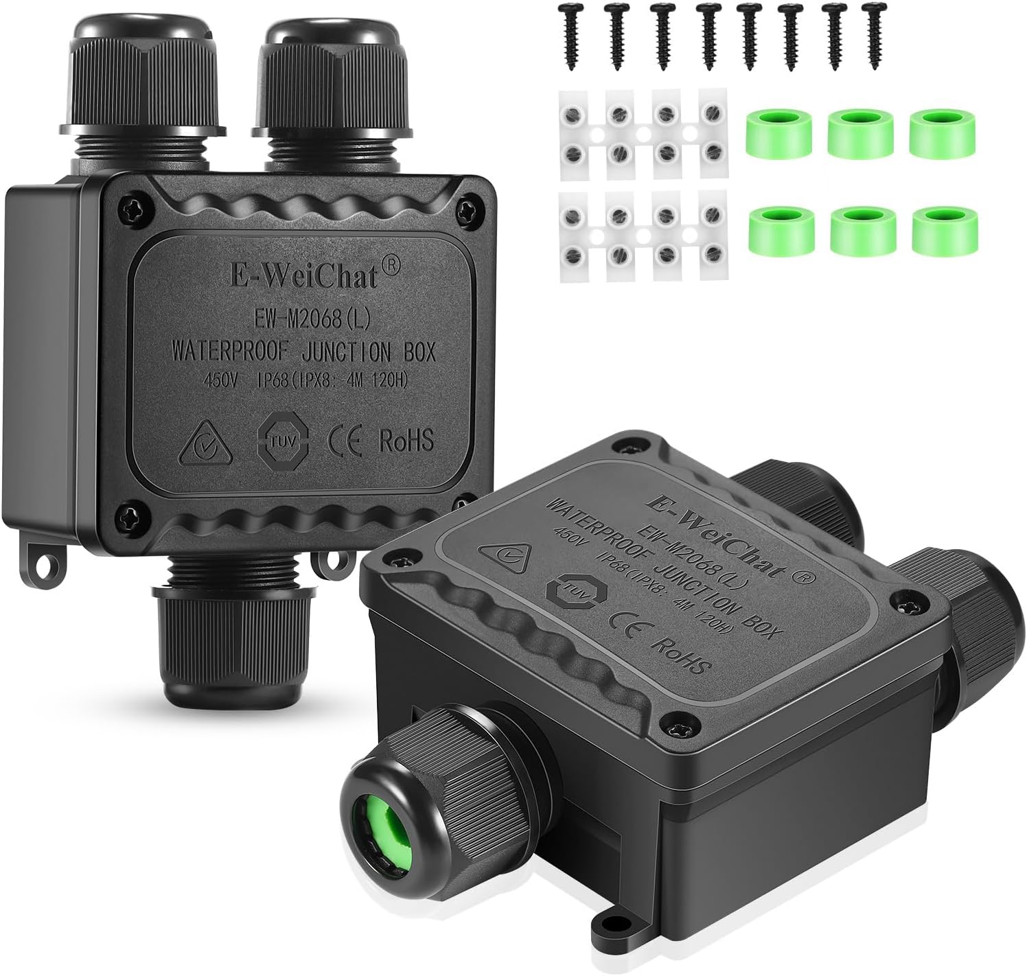 Junction Box - IP68 Waterproof 3 Way Electrical Junction Box M25 Electrical Boxes Project Enclosure Underground Cable Line Wires Power Cord Connector Protection 2 Pack