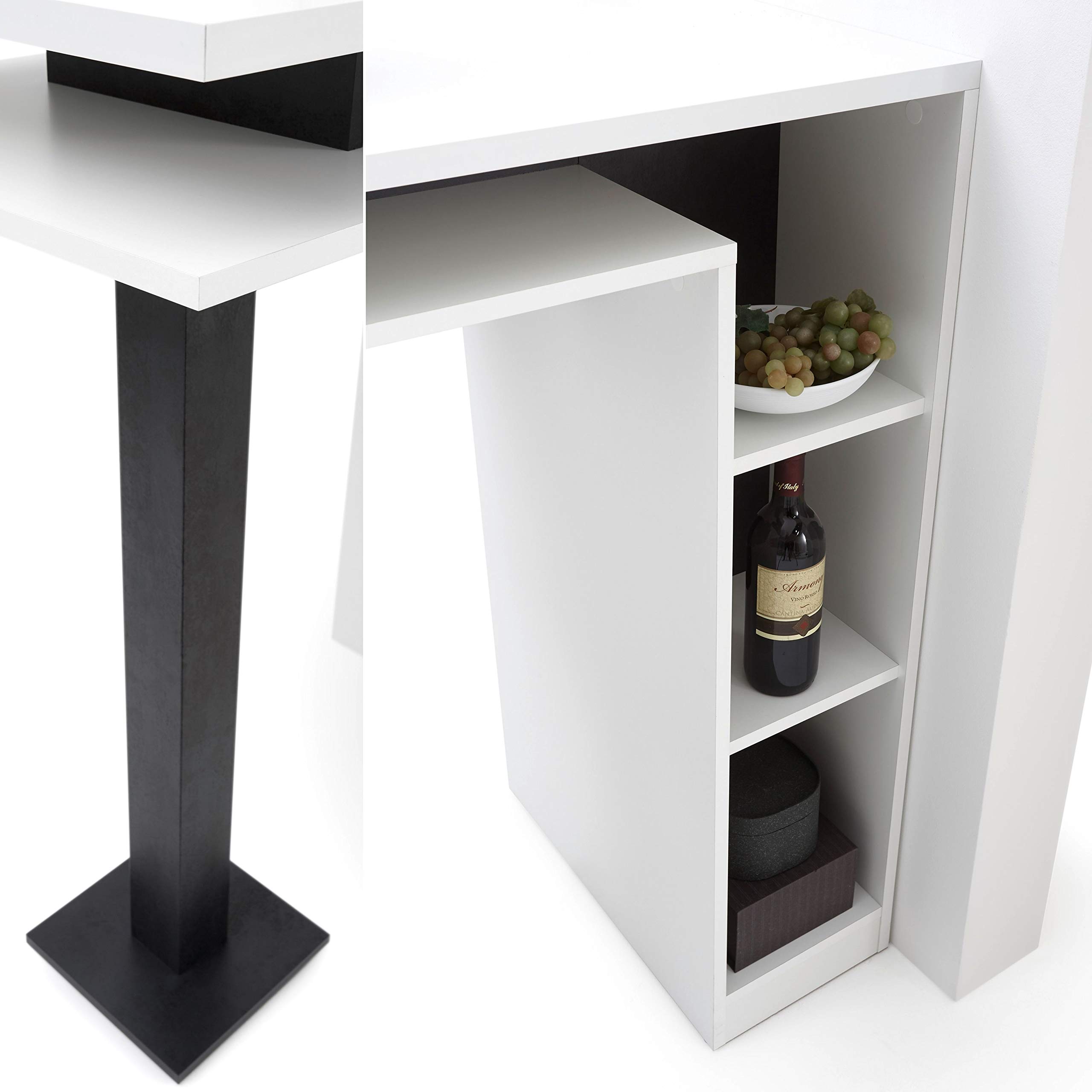 83-130-Q4 Bartisch BAY Theke Tisch Bistrotisch Weiß / Beton dunkel / schwarz ca. 108 x 103 x 50 cm