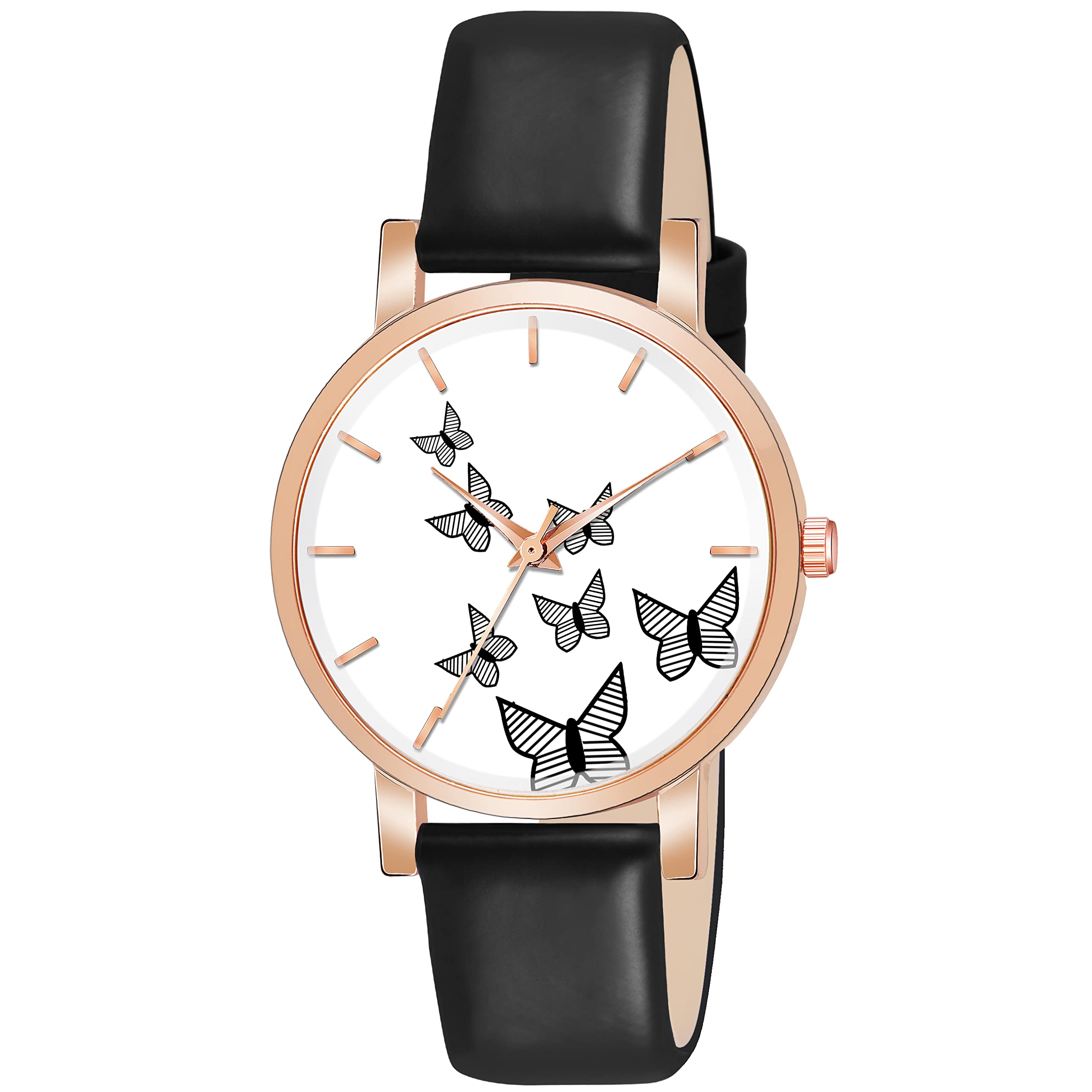 KIROH Analogue Butterfly Designer Leather Strap Watch for Girls and Women (Black) (B0B15KFWPC) Amazon Price History, Amazon Price Tracker