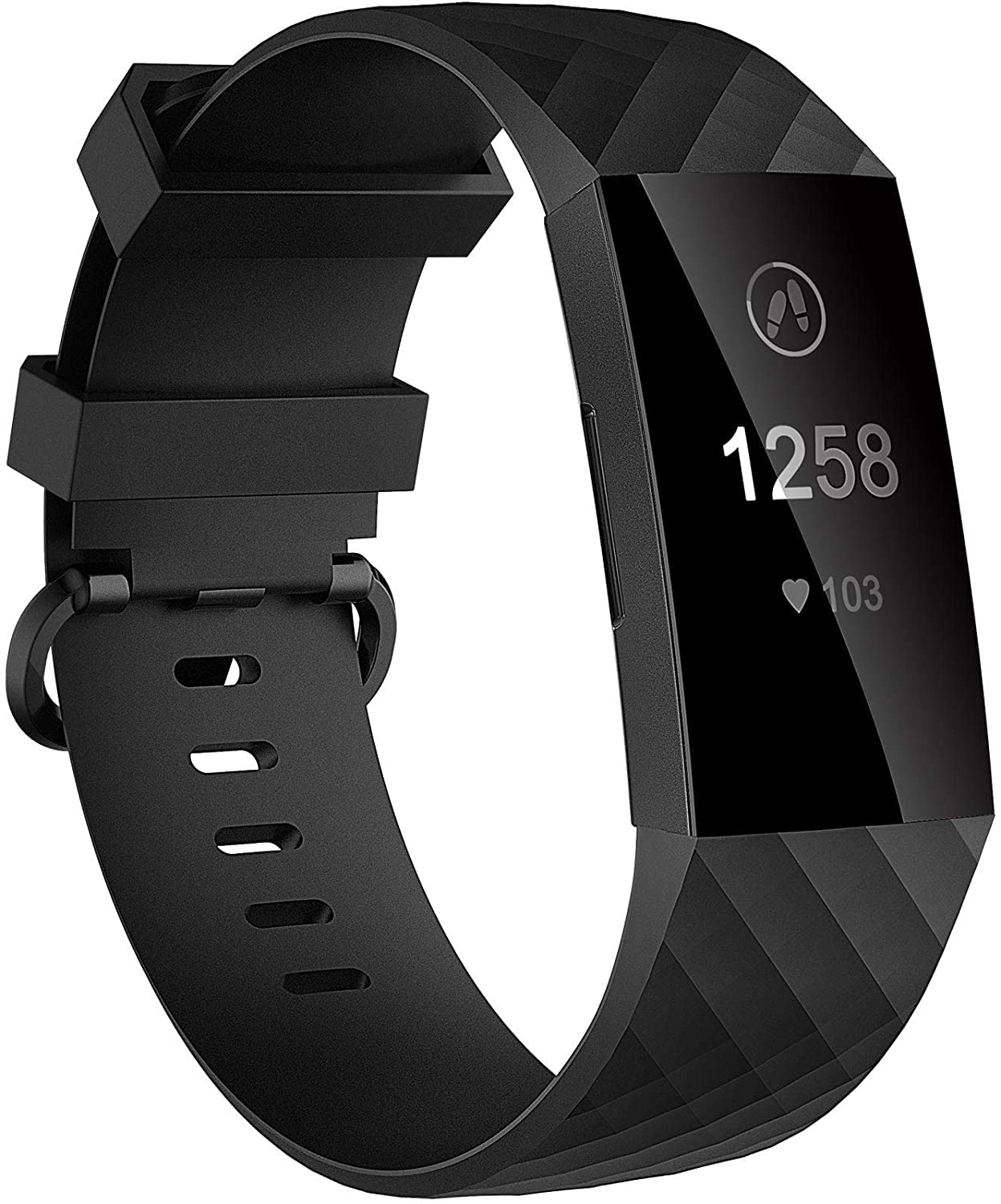 Excefore Replacement Bands Compatible with Fitbit Charge 4/3, Silicone Fitness Sport Wristbands, Wristbands for Women Men (Large,Black)