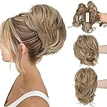 CJL HAIR Claw Clip Short Ponytail Hair Extensions DIY Bendable Metals Messy Bun Hair Piece for Wonen Straight Synthetic Fake Hairpieces Beige Multi