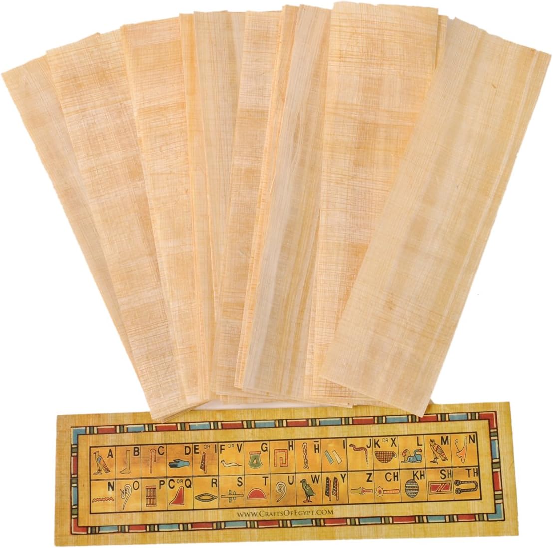 10 Egyptian Papyrus Paper Blank Bookmarks for Art Projects and Schools 7.2 x2.0 inch (5x18 cm) by CraftsOfEgypt