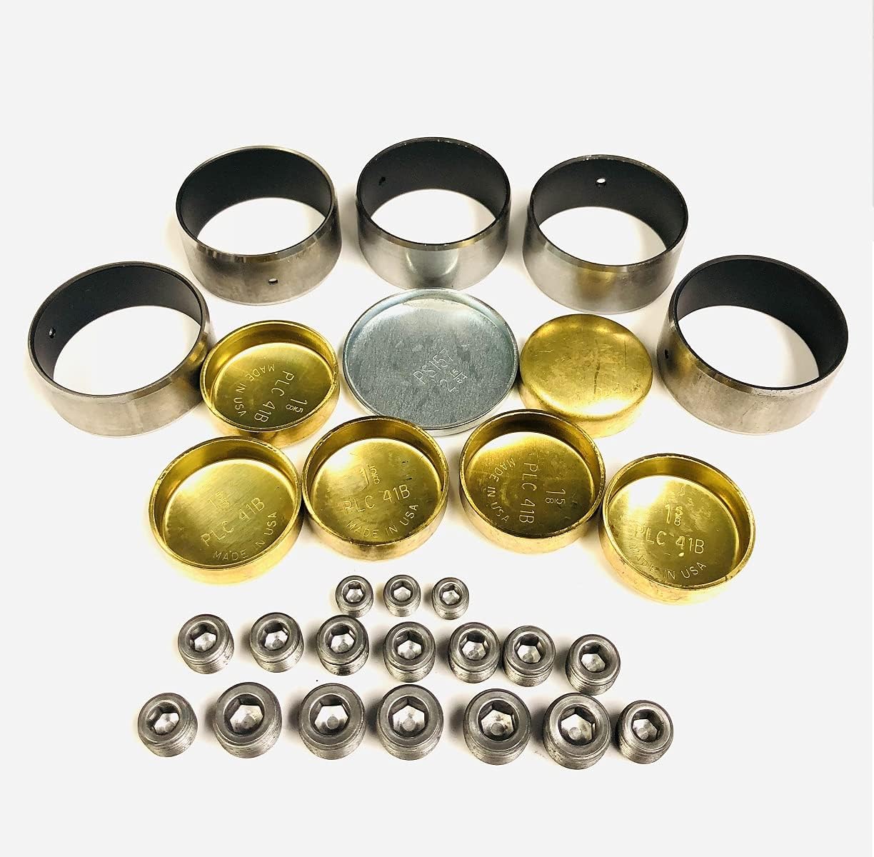 Coated HP Cam Bearings & Brass Freeze Plugs compatible with 1991-2000 366 CID (6.0L), 427 CID (7.0L) 8 & 454 CID (7.4L) Chevy's.