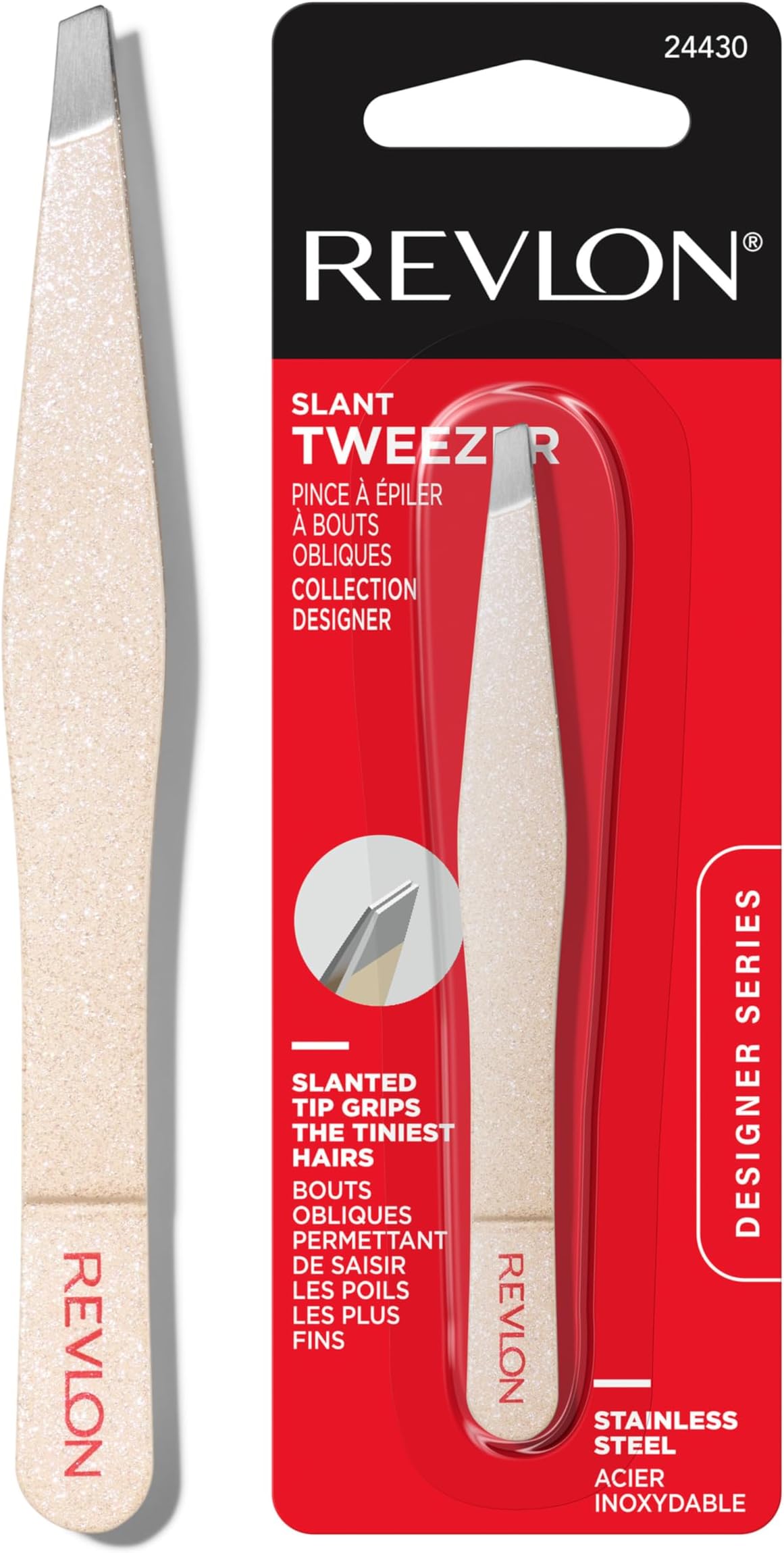 Designer Series Slant Tweezer, High Precision, Made With Long Lasting Stainless Steel, 1 Count