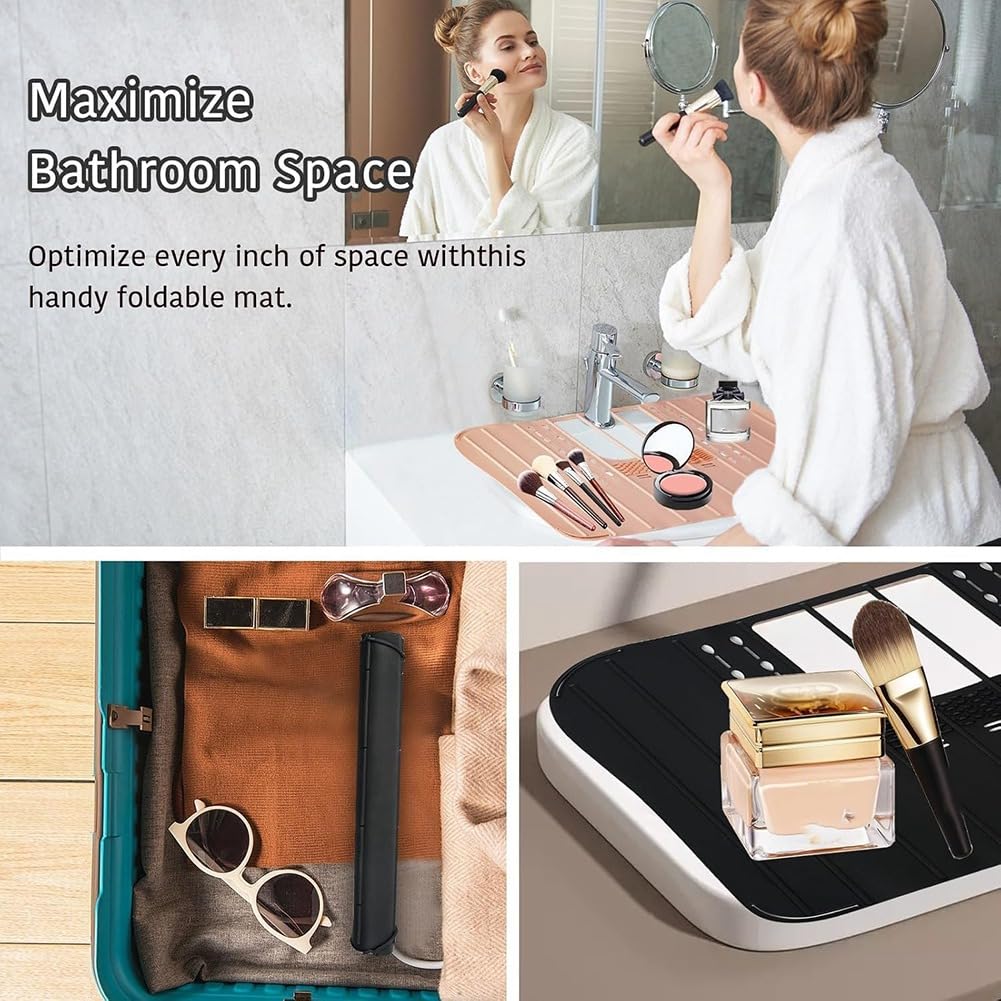 Breeshy Tappetino Copri Lavandino Pieghevole Salvaspazio Organizer per Il Bagno Tappetino per La Pulizia dei Pennelli da Trucco A
