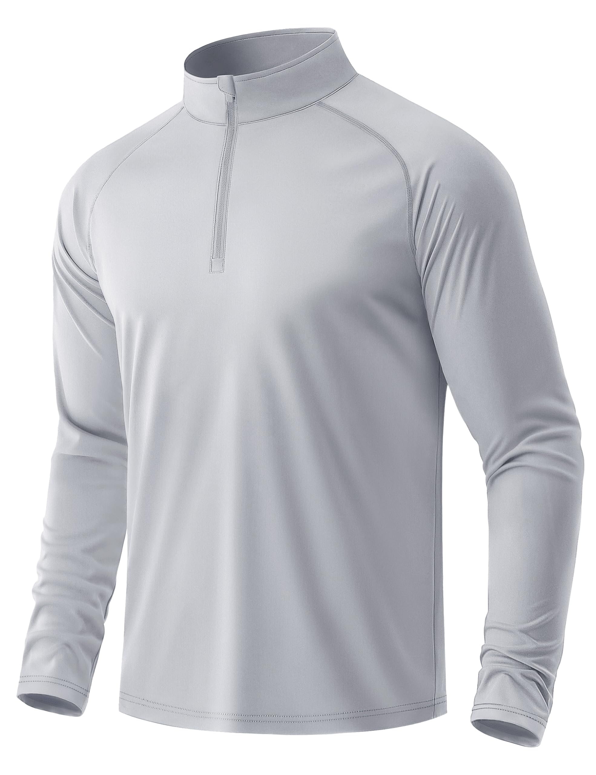 Men's Long Sleeve Sun Shirts UPF 50+ Tees 1/4 Zip Up Fishing Running Rash Guard T-Shirts Outdoor Shirt