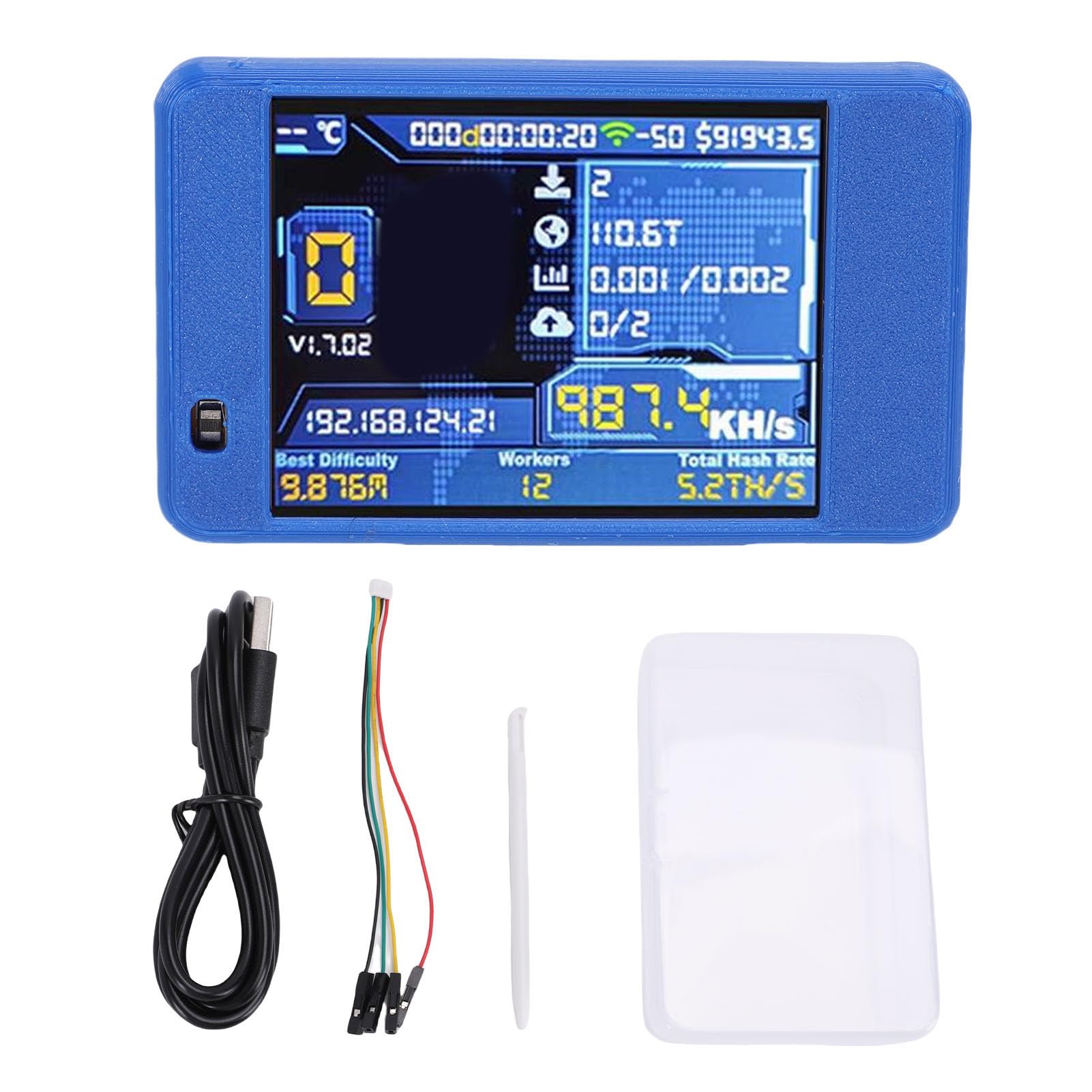 Sxhlseller Bitcoin Mining 2,8-calowy Ekran, NM Mining dla Komputerowych Nerdów, moduł Hashrate 1060 KH/s, Połączenie Wi-Fi, Tryb Losowej Loterii BTC Mining, Obsługa ESP32 (BLUE)