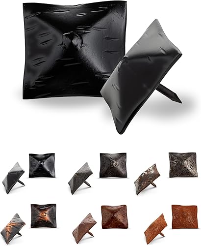 Paquete de 100 clavos decorativos con cabeza de pirámide de hierro de 1.5 pulgadas, color negro, acento decorativo para mejoras del hogar, persianas