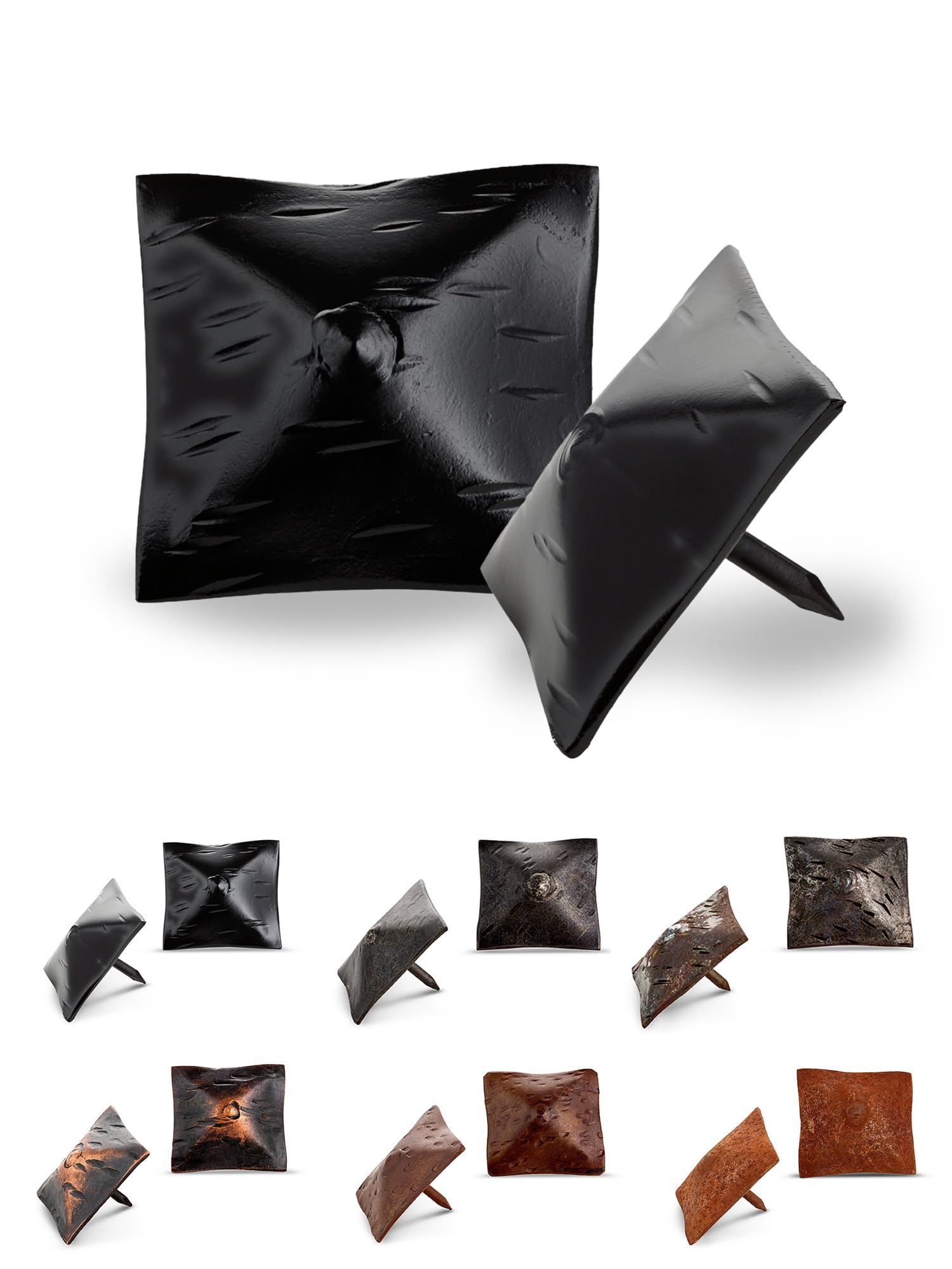 Borderland Rustic Hardware 10 Pack - Iron Clavos Decorative Nails Pyramid Head 1.5 inch - Black - Decorative Accent for Home Improvement - Farmhouse Shutters, Barn Door, Furniture, Carriage Gates -