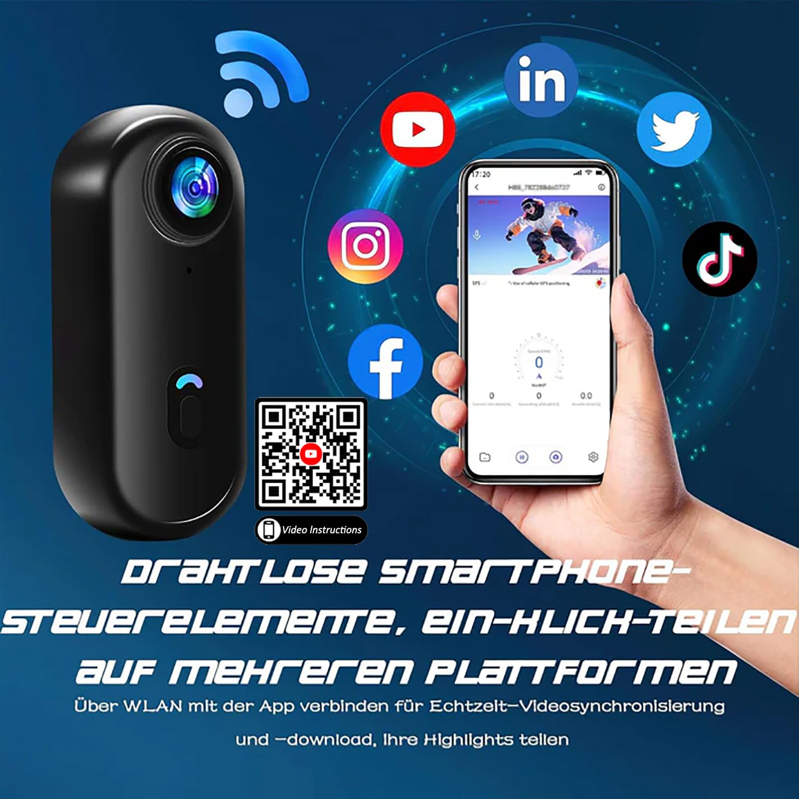 Action Cam 4K Mini Bodycam WLAN Magnetische Mini Körperkamera Ultra HD, POV Kopfkamera mit App, 360° Drehclip, IPX5 Wasserdicht, Dashcam Motorrad Fahrrad Helmkamera für Vlog Haustiere Sport Camera