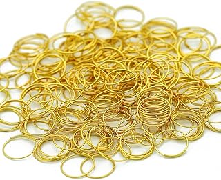H&D 500pcs Round Edged Split Circular Ring Clips for Crystal Lamps, Crystal Curtain, Crystal Garland, Necklaces, Keys, Earrings, Jewelry Making and Craft Ideas (11mm, Golden)