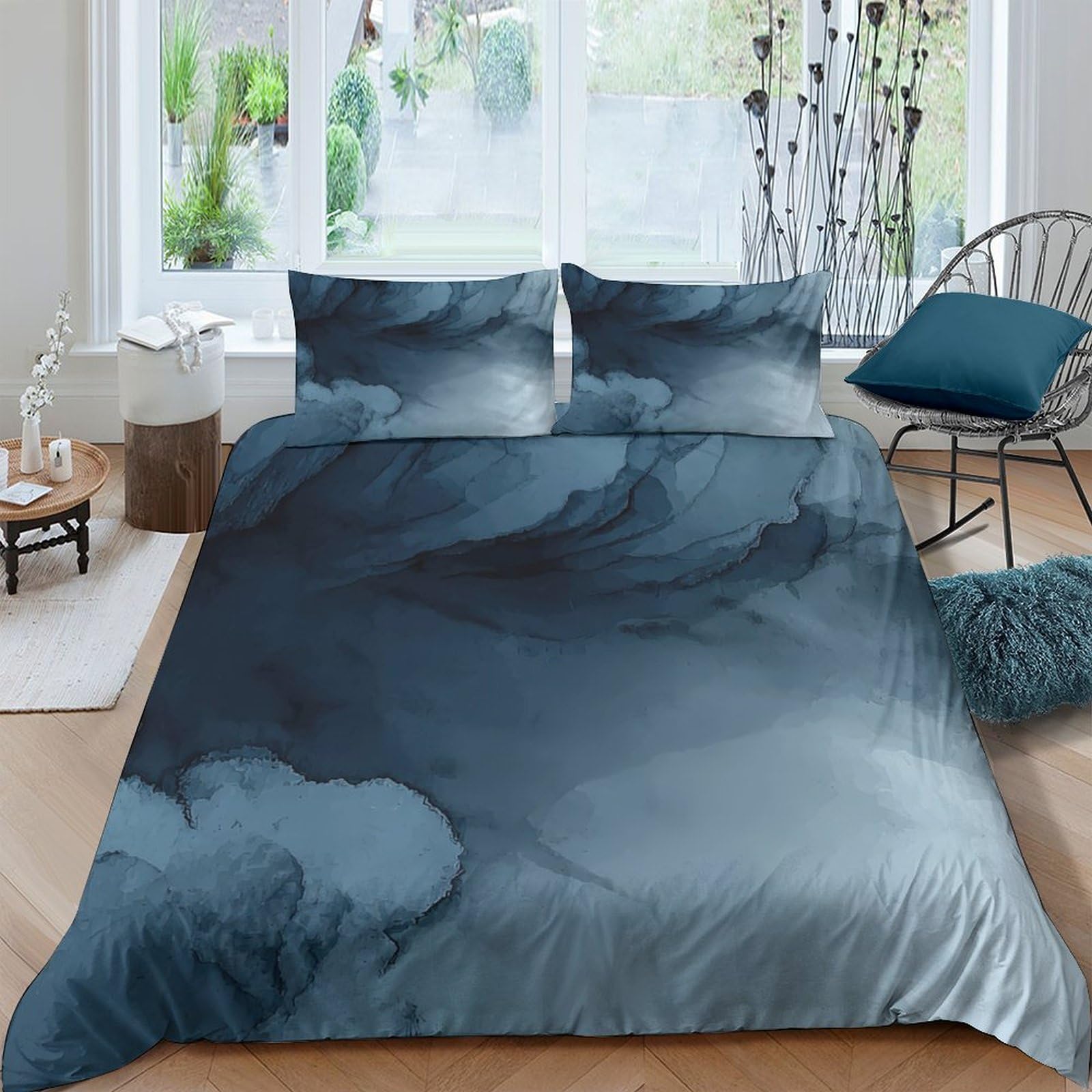 Unrxjzlvm Style-5 Dark Cloud Pattern Duvet Set Microfiber Student Dorm