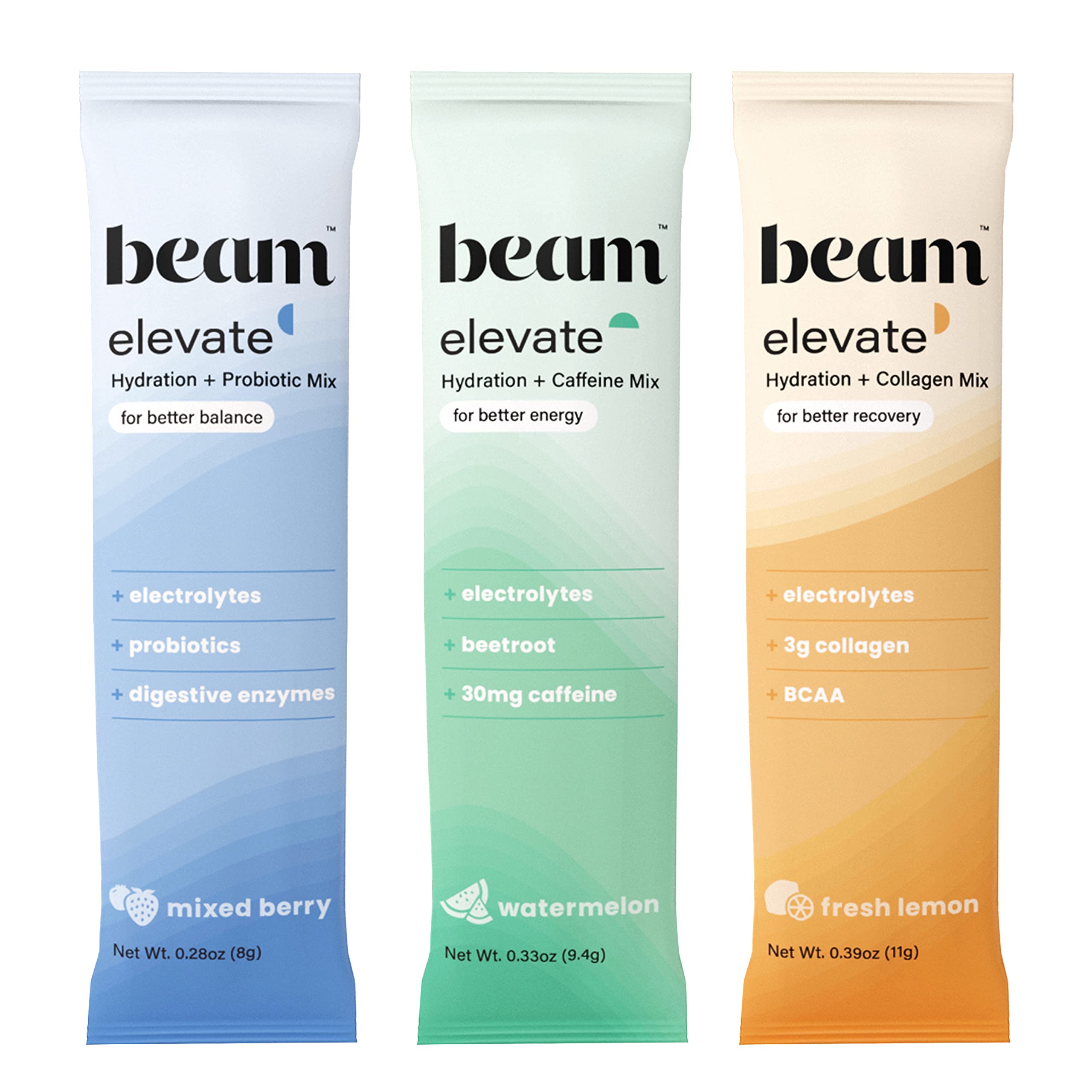 Beam Organics, Elevate Hydration Variety Pack, Balance + Recovery
