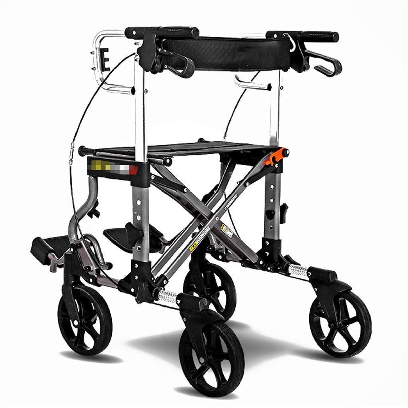 Rollator Walkers Walker Rollator z siedziskiem i oparciem, regulowana wysokość, zdejmowana torba do przechowywania, składana, lekka rama