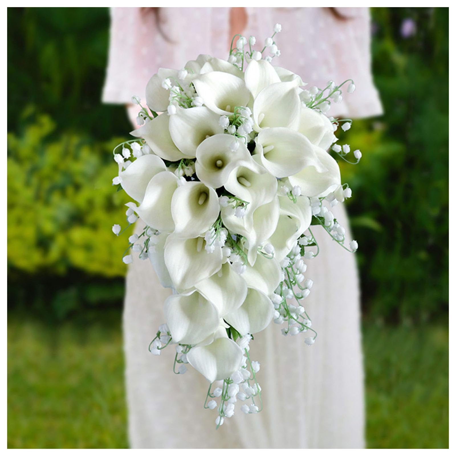 Mazzo Pendente Di Calle, Bouquet Artificiale A Cascata, Composizione Floreale Allungata, Lunghe Grappoli Di Calle Pendenti Con Petali Morbidi, Per Matrimonio Costiero, Arredamento Tavol(Color:D-1 PCS)