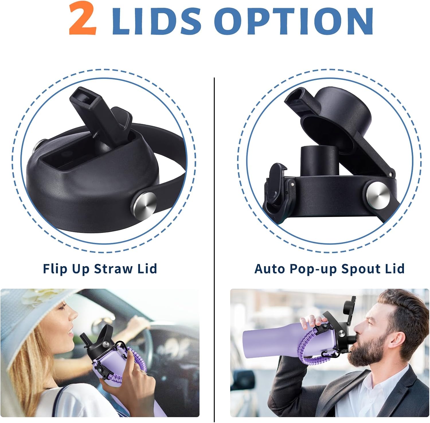 32oz 40oz Insulated Water Bottle with Straw - Keep Cold 48h or Hot 24h, Insulated Tumbler with Auto Spout Lid Fits in any Car Cup Holder, Metal Water Bottle Travel Coffee Mug for Car, Gym, Office - Image 4