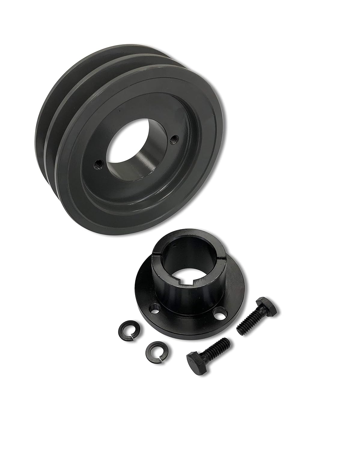 Double Groove 4.45 Cast Iron Electric Motor  H  Pulley/Sheave, Bushing Included, for 3/8 and 1/2 Top Width 3L/A/AK/4L/4LK Section V Belt, 2 Groove (1-1/8 Shaft / 1.125 Bore, 2AK46H)