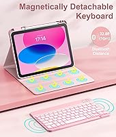 Vista 4 de Hamile Funda para iPad de 11ª y 10ª Generación con Teclado - 7 Colores Retroiluminados Inalámbrico Desmontable Funda Folio con Teclado y Soporte