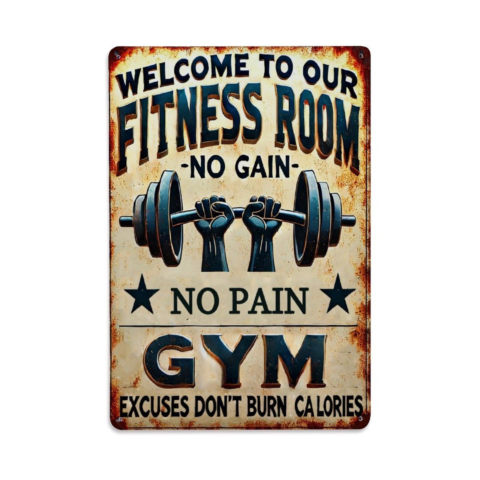 Jdfenggu Vintage Welcome To Our Fitness Room Retro Metal Tin Sign, Metal Poster For Bar, Home, Man Cave, Kitchen, Laundry Room Art Decor 8X12 Inch