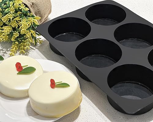 Miniatura 6 de Mirenlife Molde de silicona antiadherente para magdalenas y magdalenas, 6 tazas, molde para magdalenas de gran tamaño, juego de 2