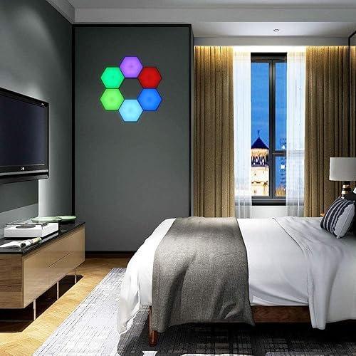 Miniatura 6 de Paneles de luz LED inteligentes modulares táctiles luces hexagonales de pared de panal con control de aplicación, 16 millones de colores y