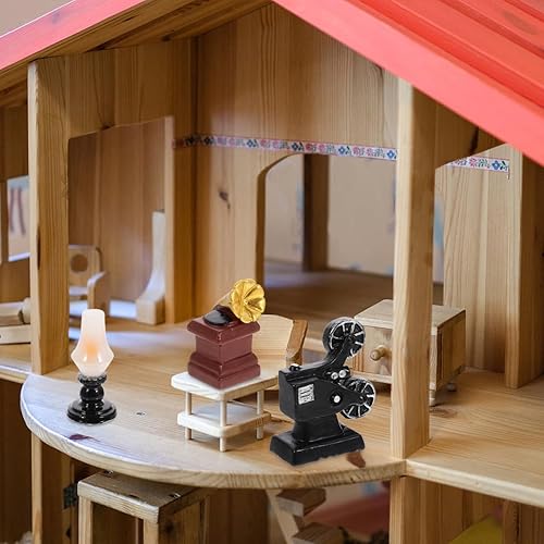 Miniatura 9 de 1 juego de casa de muñecas en miniatura, electrodomésticos, cámara retro, mini fonógrafo, lámpara de queroseno, maleta, casa de muñecas, decoración