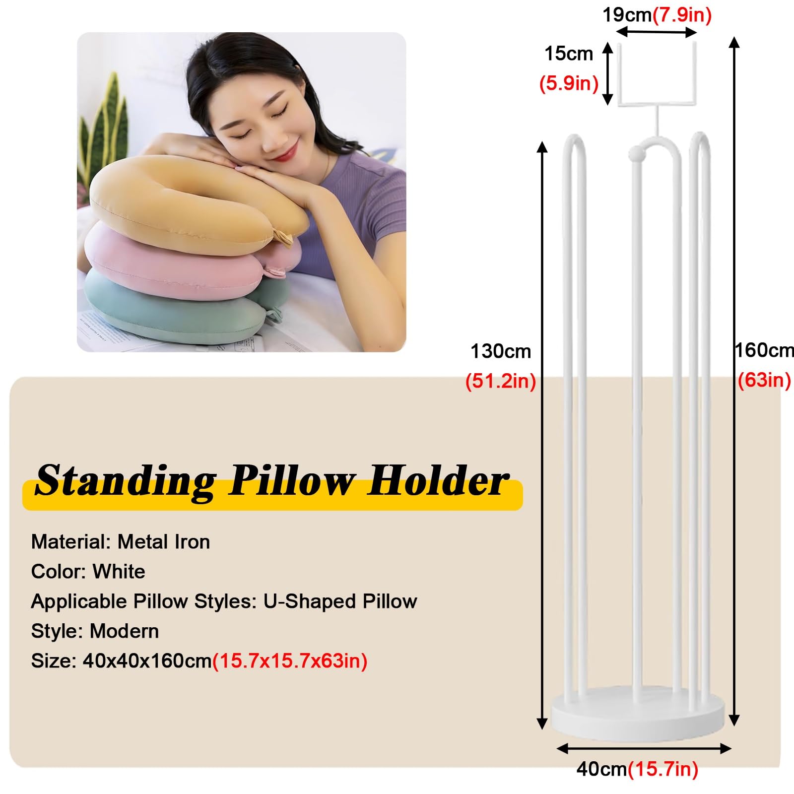 LZMZMQ U-Shaped Pillow Organizer Stand with Billboard, 63