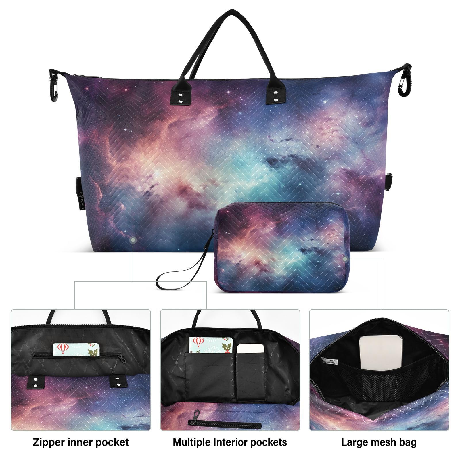 Abstract Galaxy Art Sports Swim Gym Bag Weekender Duffel Travel Bags Handbag with Makeup Storage Bag for Girls Men