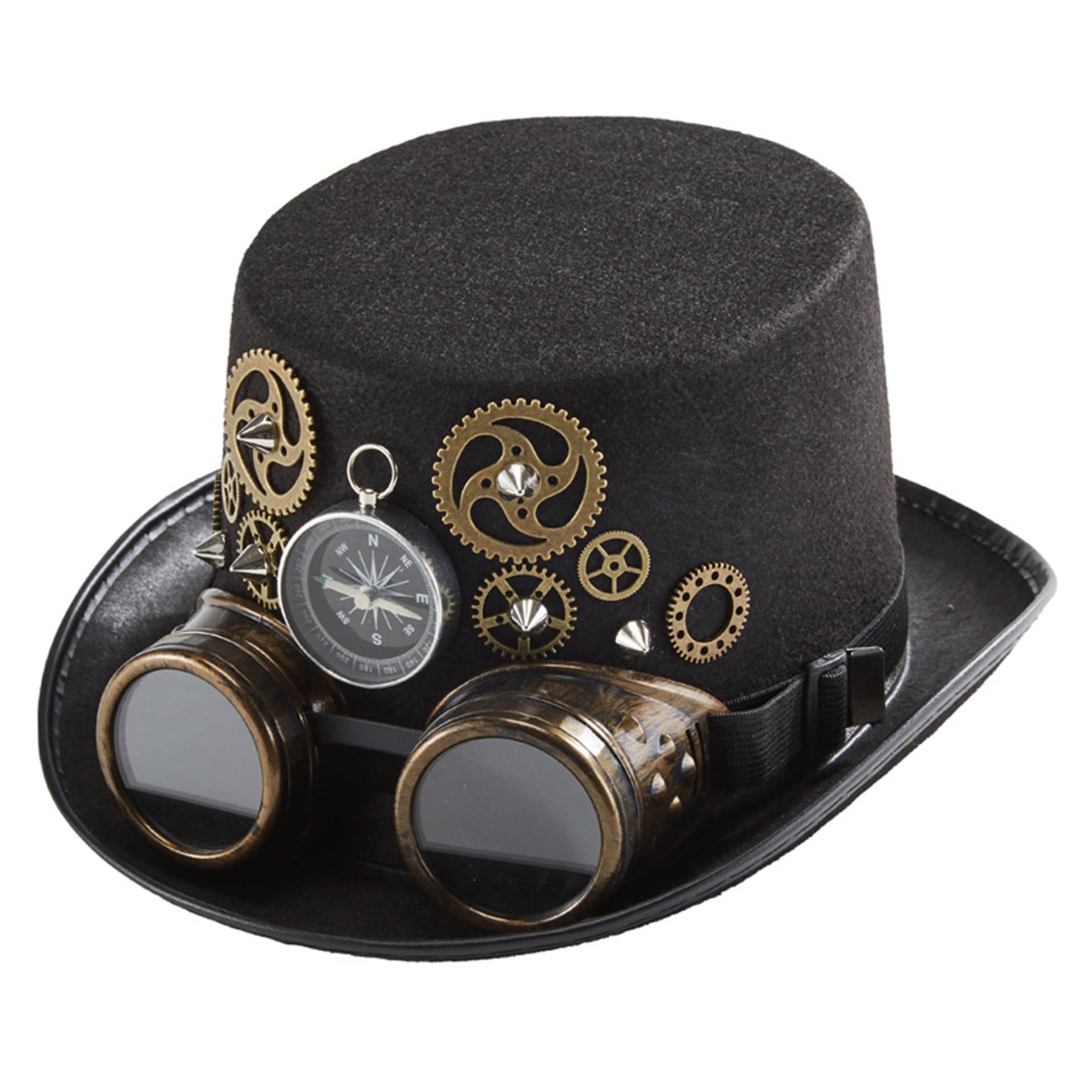 AZIDWERYQ Steampunk Top Hats, Steampunk Costume Hat, Unisex Gothic Top Hats, Costume Hat with Goggles Black