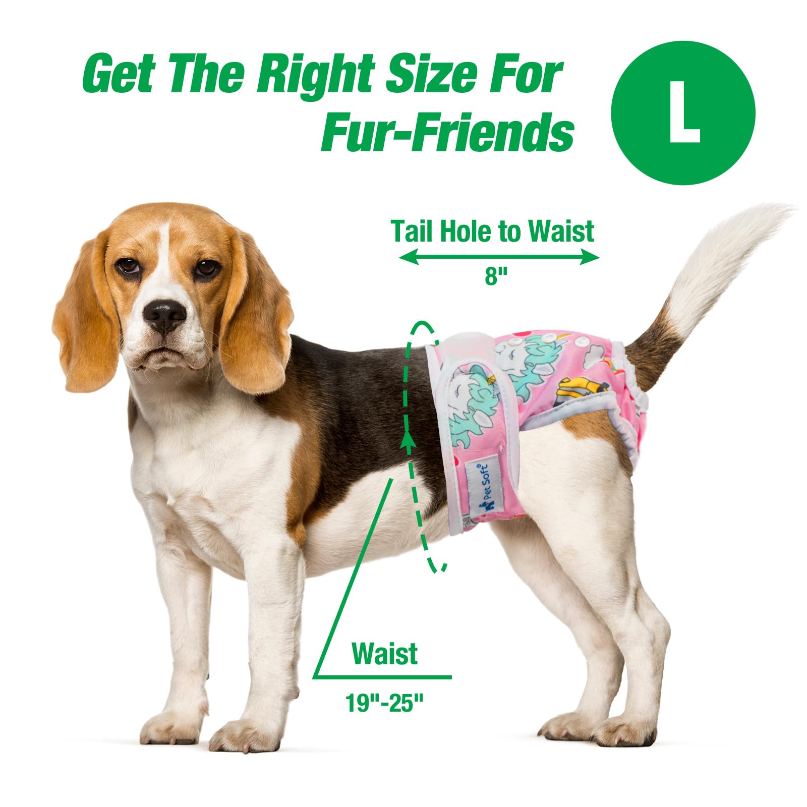 Pet Soft Female Dog Diapers, 3Pack Washable Dog Diapers Female for in Heat Reusable Period Panties, Puppy (Animals, L) 1