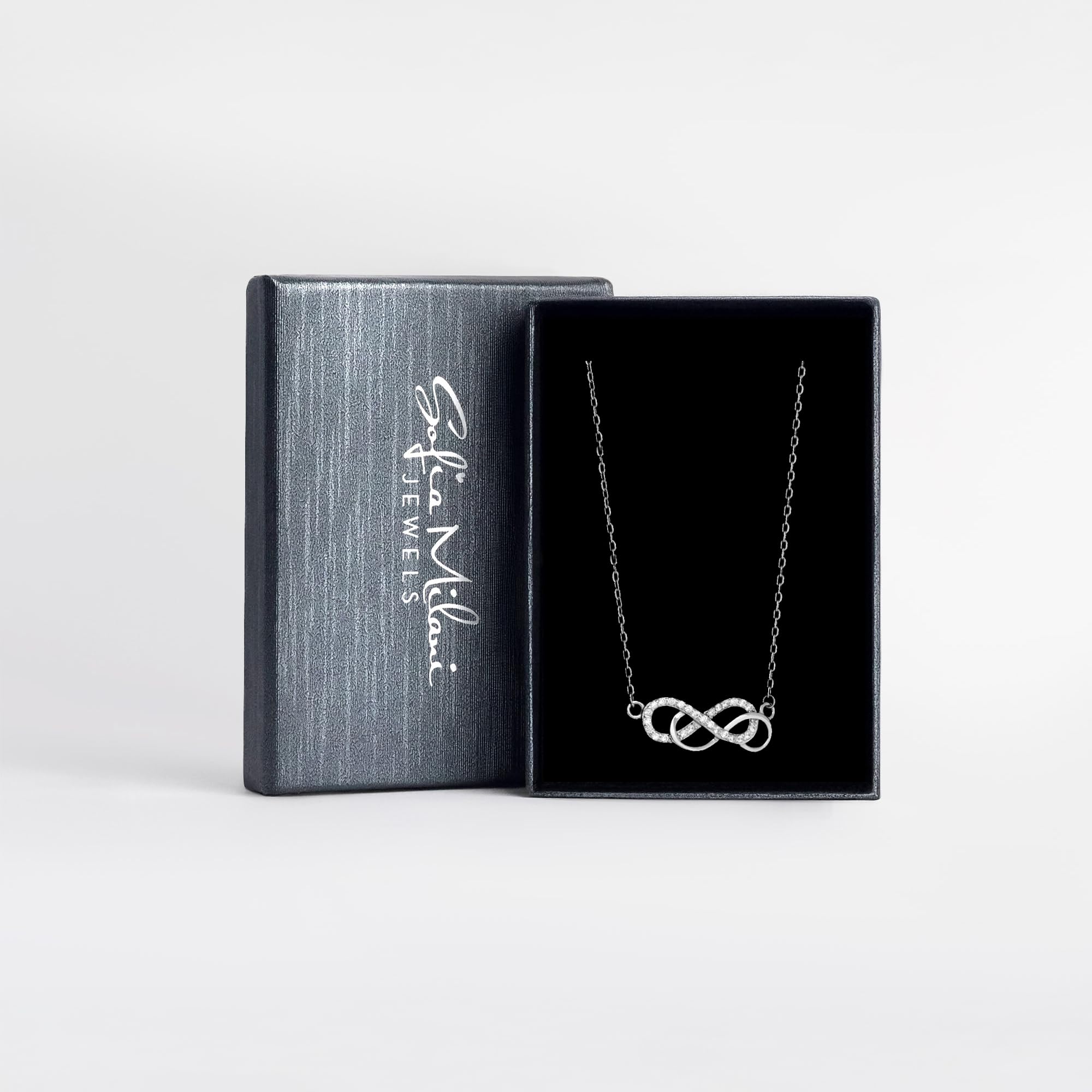 Sofia Milani - Collana da Donna in Argento 925 - con Pietra Zircone - Ciondolo ad Infinito - 50137