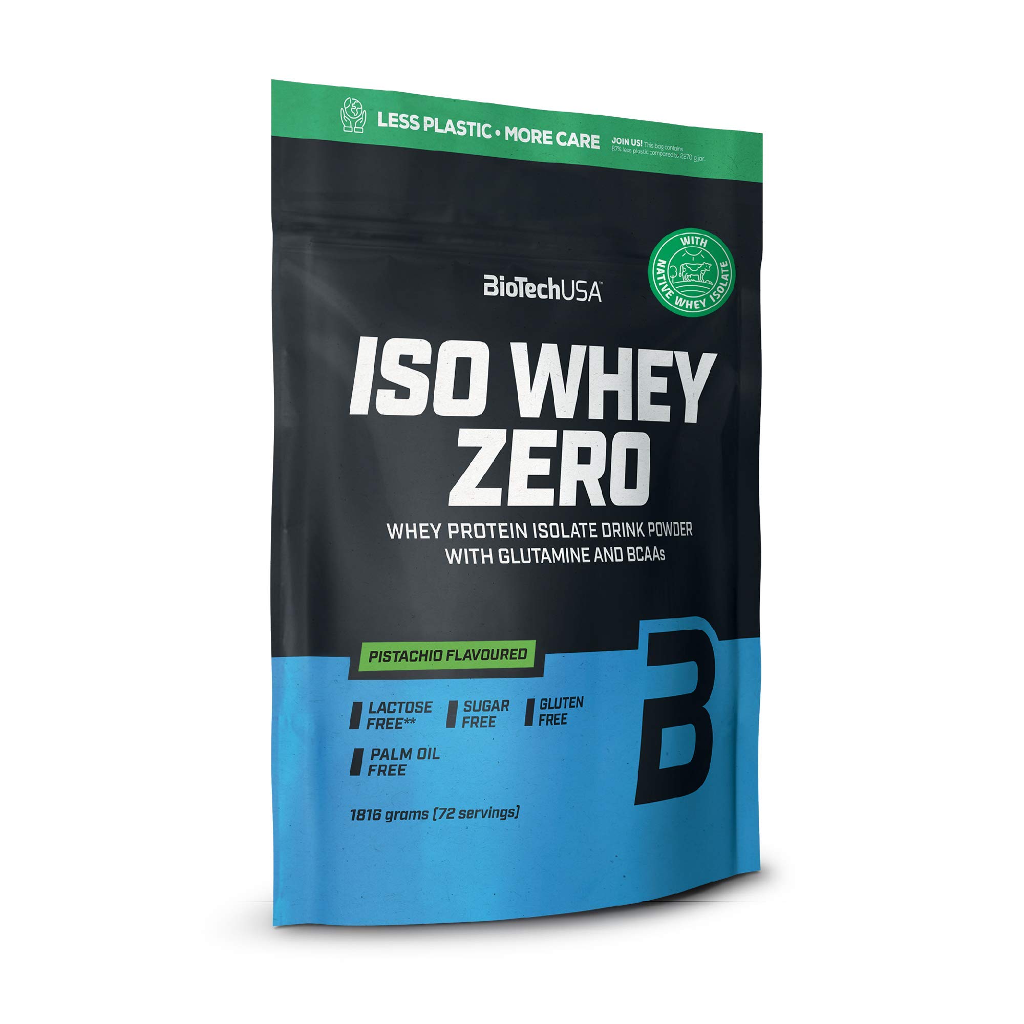 BioTechUSA Iso Whey Zero | Glutine, Senza Zucchero | Lattosio Ridotto | Proteine del siero di latte isolate di alta qualità, 1,816 kg, pistacchio