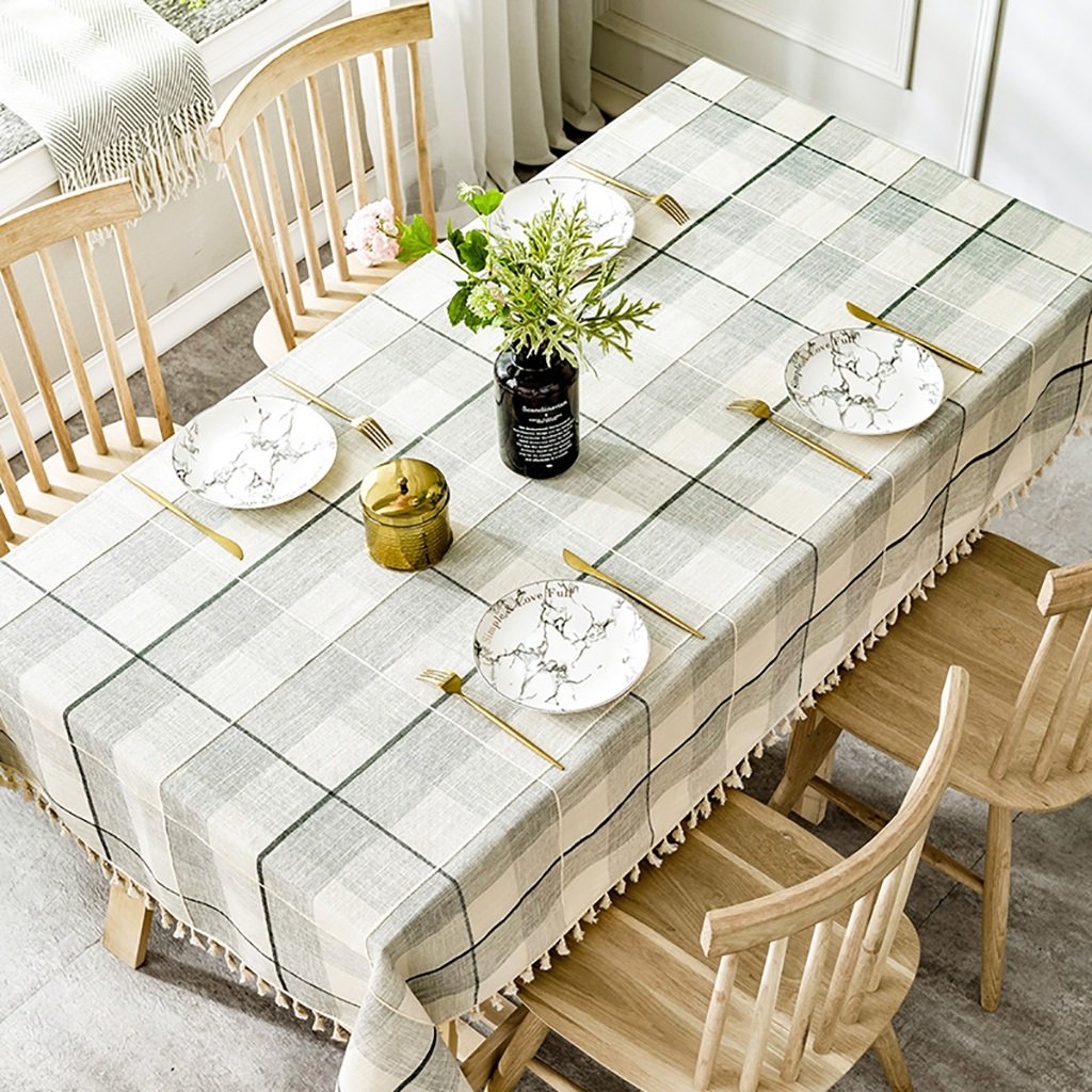 Nappe rectangle lavable en lin pour pique-nique et repas en famille