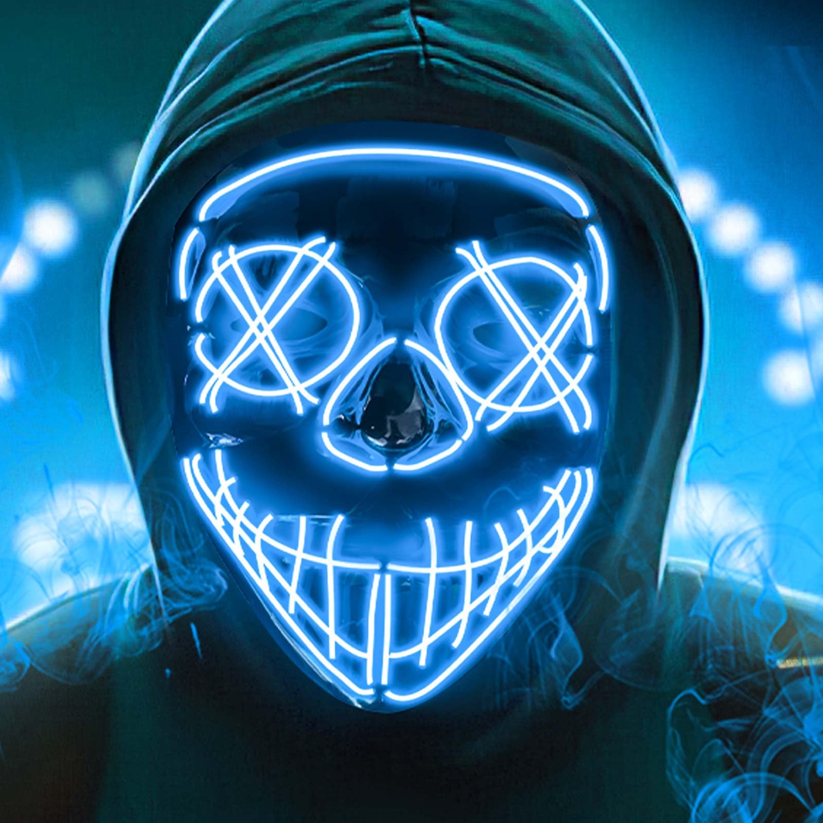 LED Halloween Mask, Light Up Purge Mask, Scary Glow Mask Cosplay Party Halloween Costumes for Kids Boys Men Women