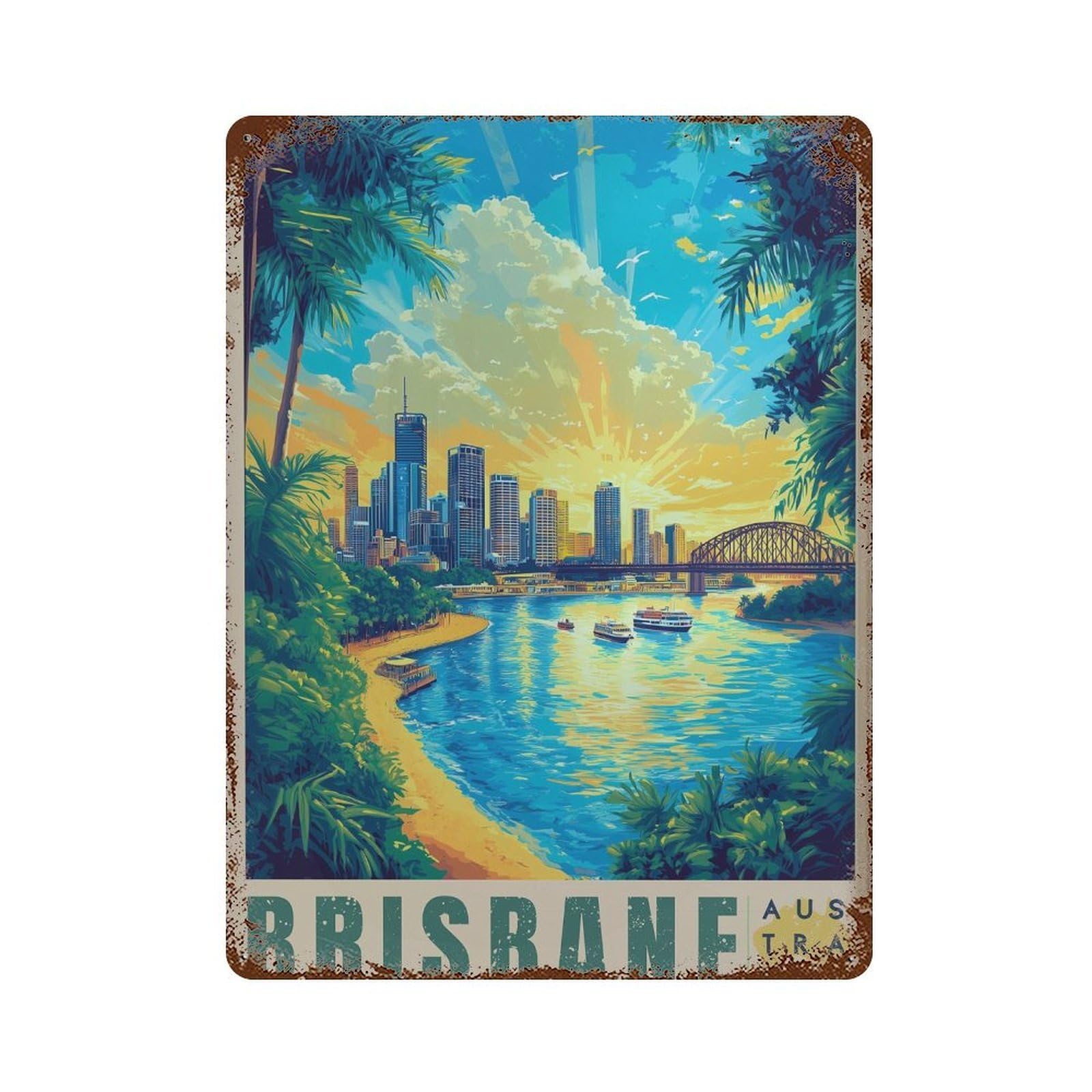 xiaoxiaoshen Brisbane Australia Travel Home & Office Decor (2) Wall Decor Art Metal Tin Poster Modern Home Decor Art Home Bar Shop Decorations Vintage Sign 40x30cm