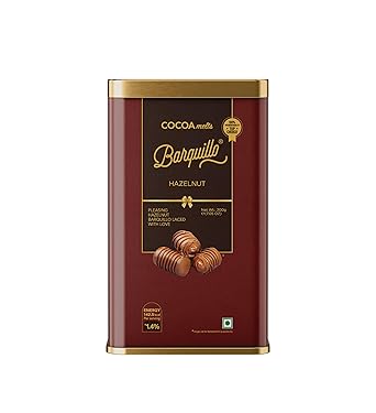Barquillo Premium Hazelnut Chocolate Tin Pack - 10 Pcs (200 gm) | Hazelnut Cream Filled Biscuit Roll imported | Dubai couverture taste |Raksha bandhan Rakhi Celebration Independence day Gift - image, photos