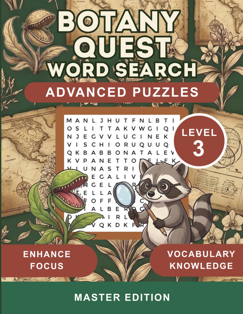 Botany Quest Word Search: Complex 25x25 Grid Puzzles for Adults to Enhance Focus and Vocabulary Knowledge