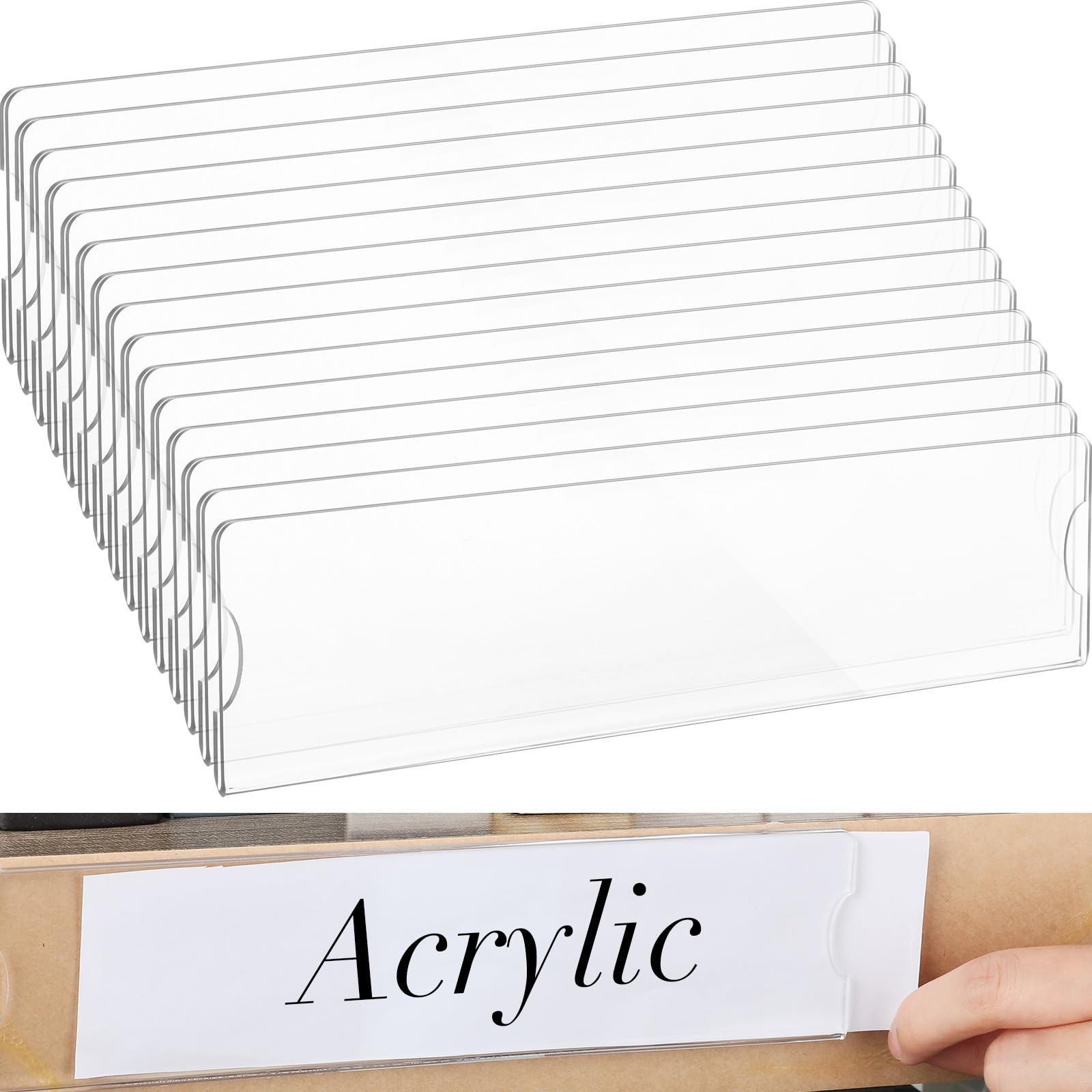 Yulejo 15 Sets Acrylic Name Plate Holder Clear Acrylic Plastic Sign Frame with Adhesive Tape Horizontal Wall Name Plates for Door Office Nameplate Display Trays for Office Home(2'' x 10'')
