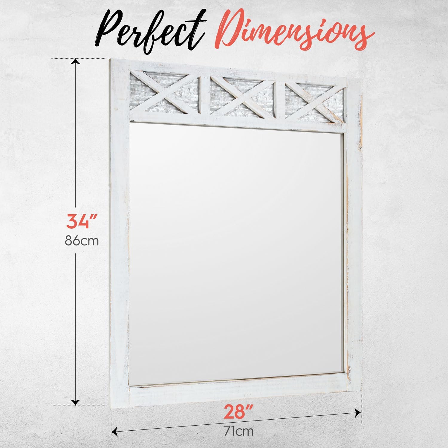 Autumn Alley Farmhouse Bathroom Mirror - Rustic Mirror - Vanity, Bathroom and Bedroom Wall- Country Farmhouse Decor, Barn Door Wood, Galvanized Metal, Small Size: 20" x 28", Brown