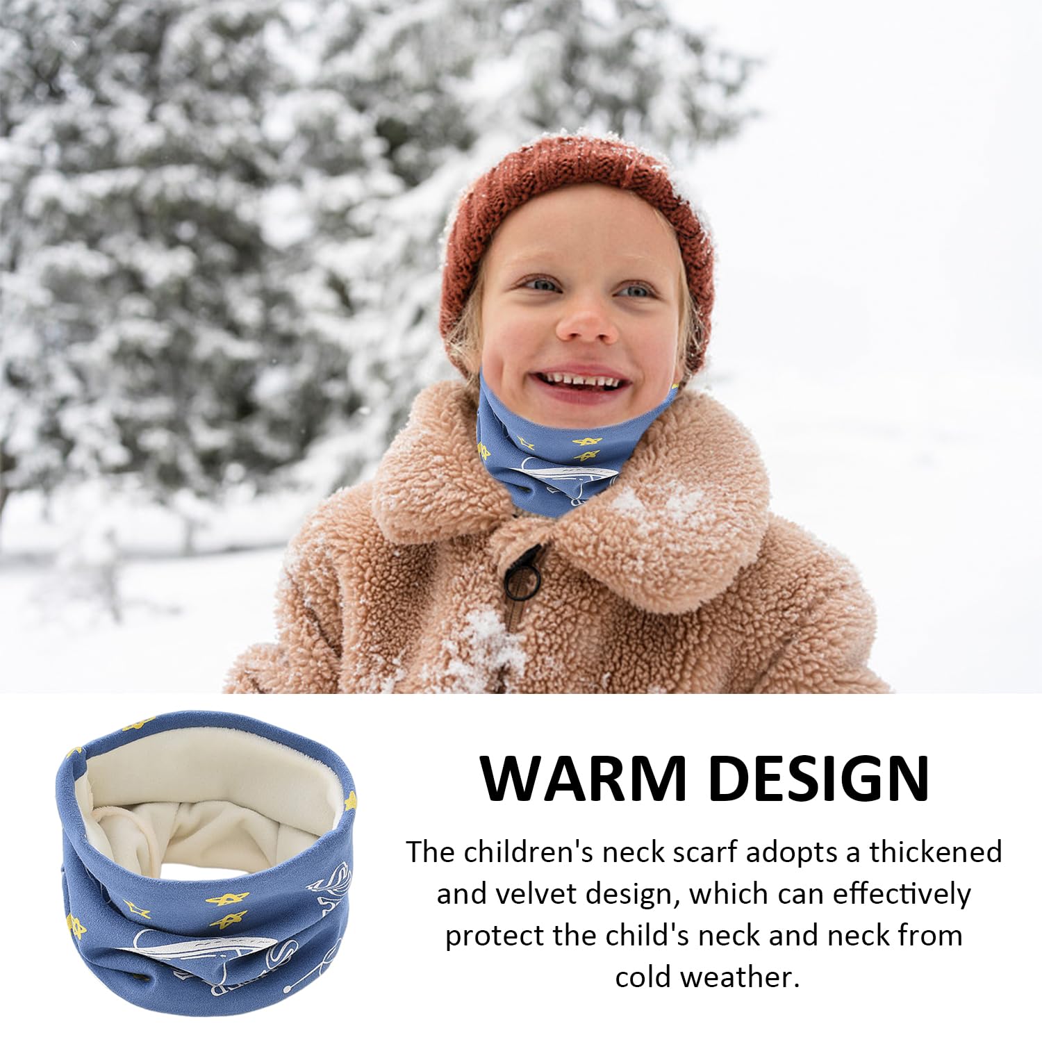 2 pañuelos para el cuello para niños, bufanda de forro polar, cuello térmico, bufanda para niños, bufanda cálida y resistente al viento, pañuelo de cuello de invierno, azul, 20 * 16 cm