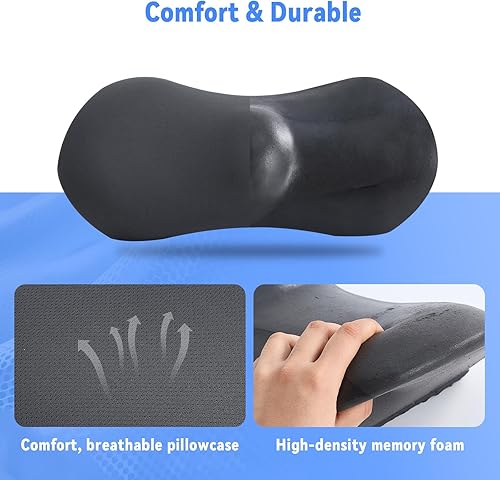 Vista 35 de Almohada lumbar, almohada de apoyo lumbar de espuma viscoelástica para silla de oficina y asiento de automóvil, almohada de apoyo para aliviar