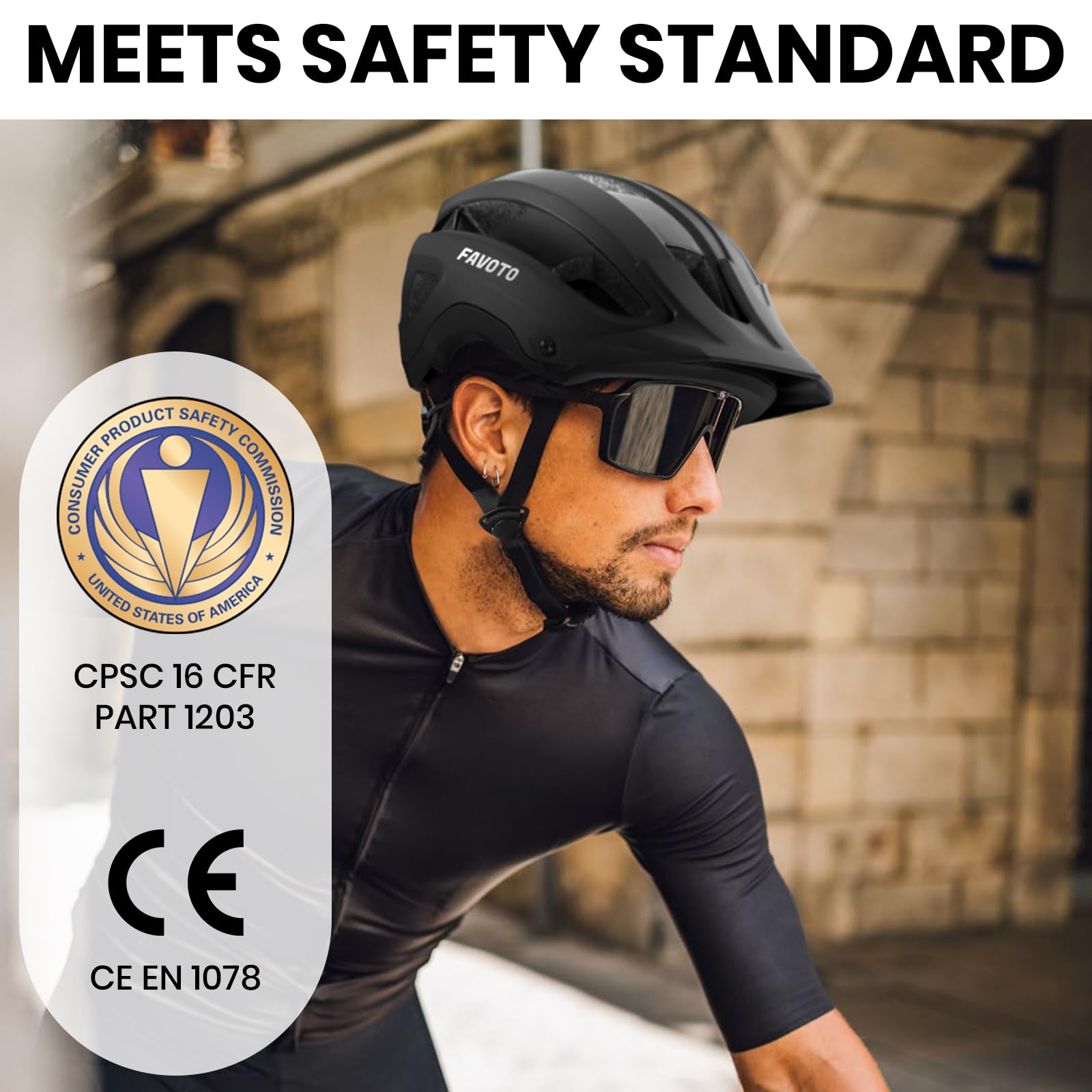 Favoto Casco Bicicleta Adulto Unisex - Casco Ligero de Bicicleta de Montaña (MTB) con Triple Capa de Protección, 14 Ventilaciones, Visera Desmontable y Forro Lavable
