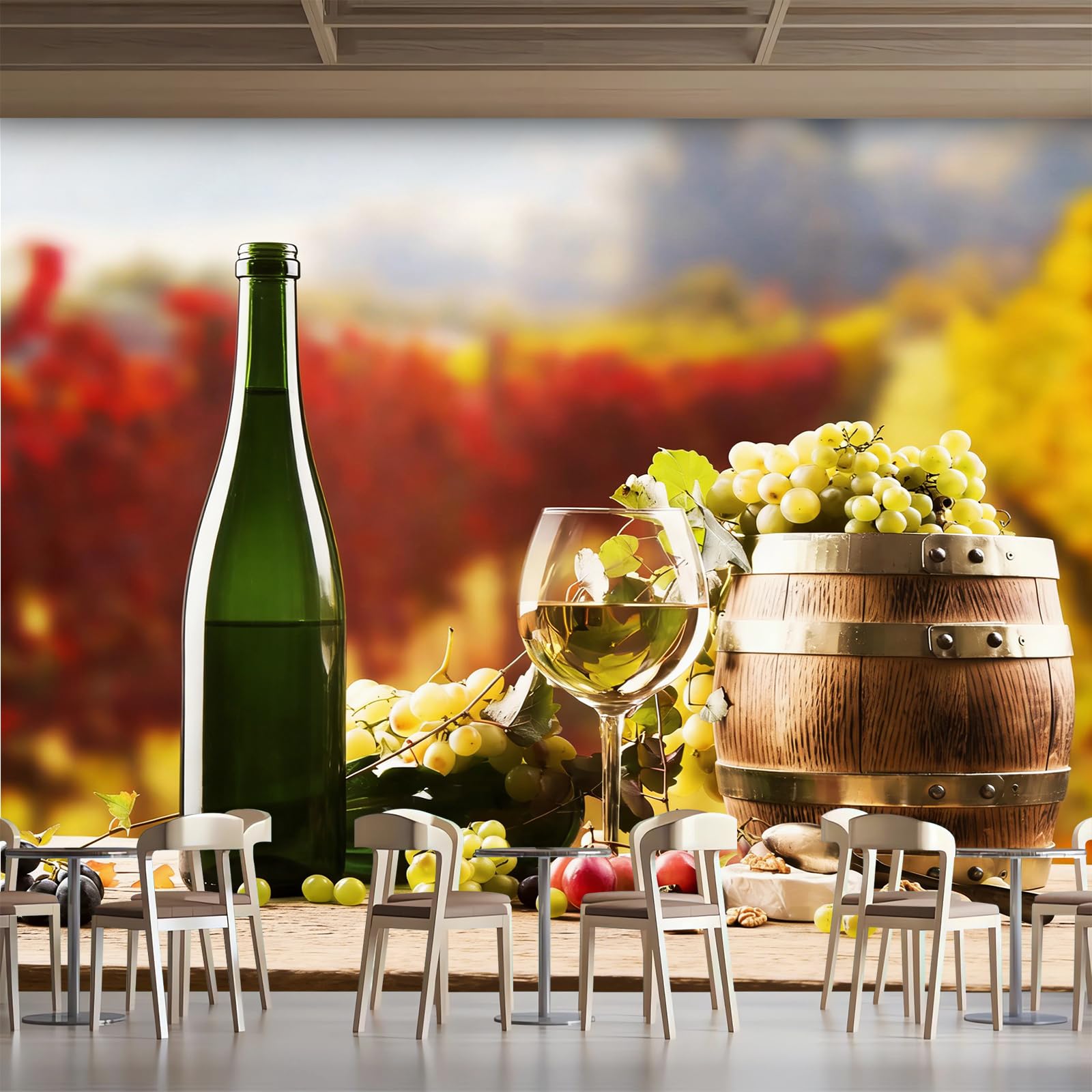 Carta da parati effetto 3D Vino 366x 254 cm Murale Non Tessuto Stile Pastorale Fotomurale Stampa HD Moderna Poster Per Soggiorno E Camera Da Letto Design 1M3988